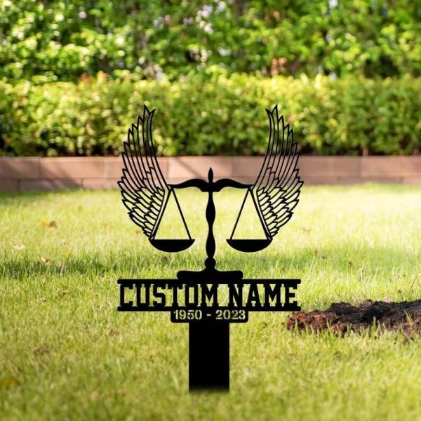 Personalized Lawyer With Wings Memorial Sign Yard Stakes Grave Marker Cemetery Decor Custom Metal Sign