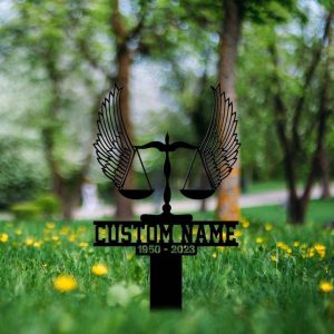 Personalized Lawyer With Wings Memorial Sign Yard Stakes Grave Marker Cemetery Decor Custom Metal Sign 3