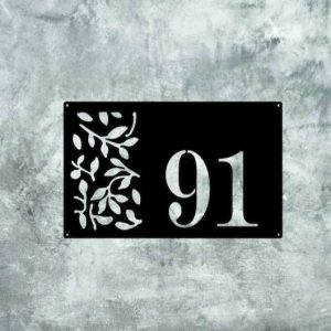 Personalized Leaf Garden Address Sign House Number Plaque Custom Metal Sign 1