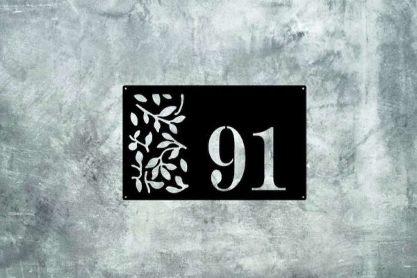 Personalized Leaf Garden Address Sign House Number Plaque Custom Metal Sign