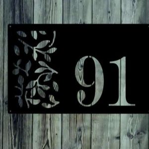 Personalized Leaf Garden Address Sign House Number Plaque Custom Metal Sign 2