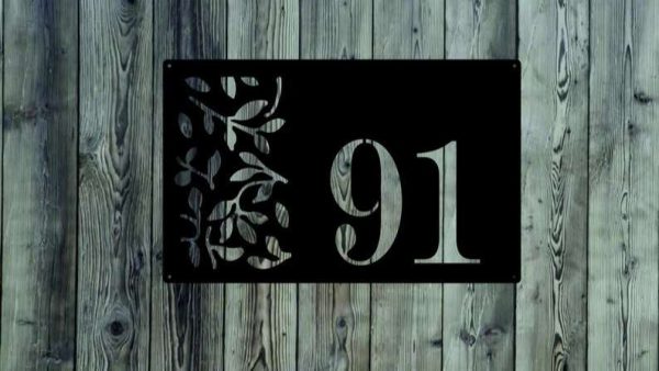 Personalized Leaf Garden Address Sign House Number Plaque Custom Metal Sign