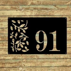 Personalized Leaf Garden Address Sign House Number Plaque Custom Metal Sign 3