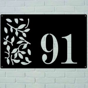 Personalized Leaf Garden Address Sign House Number Plaque Custom Metal Sign