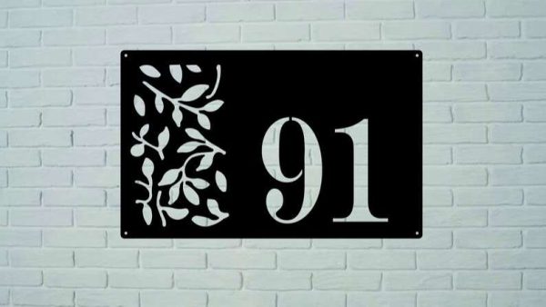 Personalized Leaf Garden Address Sign House Number Plaque Custom Metal Sign