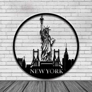 Personalized Liberty New York Skyline Sign Independence Day Veteran Day Patriotic Decor Custom Metal Sign 3