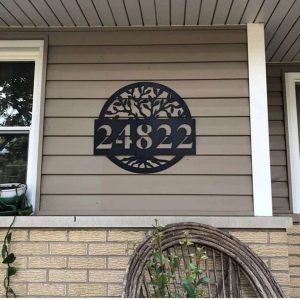 Personalized Life of Tree Address Sign House Number Plaque Custom Metal Sign 1