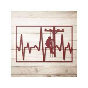 Personalized Lineman Journeyman Heart Beat Art Garage Workshop Custom Metal Sign 1