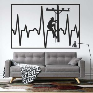 Personalized Lineman Journeyman Heart Beat Art Garage Workshop Custom Metal Sign 2