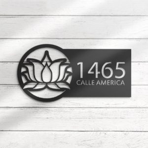 Personalized Lotus Namaste Address Sign House Number Plaque Custom Metal Sign