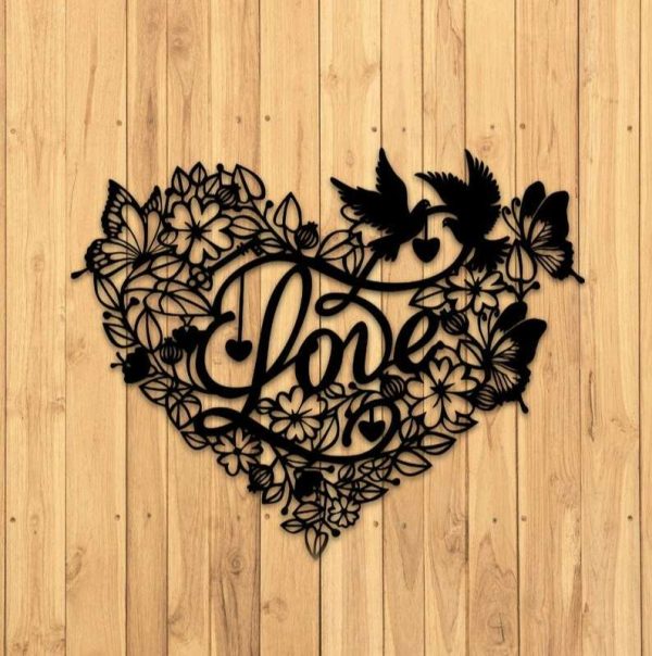 Personalized Love Heart, Flowers, Butterflies And Birds Garden Decorative Custom Metal Sign