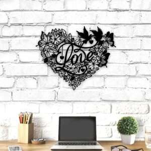 Personalized Love Heart, Flowers, Butterflies And Birds Garden Decorative Custom Metal Sign