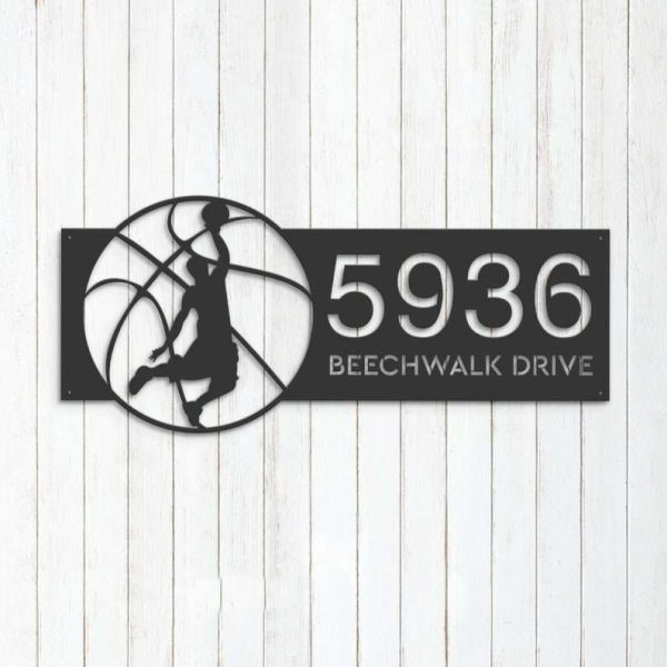 Personalized Male Basketball Player V4 Address Sign House Number Plaque Custom Metal Sign