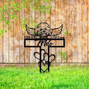 Personalized Maltese Memorial Sign Yard Stakes Pet Grave Marker Cemetery Decor Custom Metal Sign 1