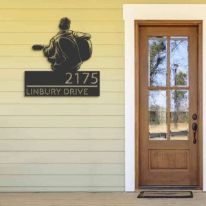 Personalized Man Playing Guitar Guitarist Address Sign House Number Plaque Custom Metal Sign