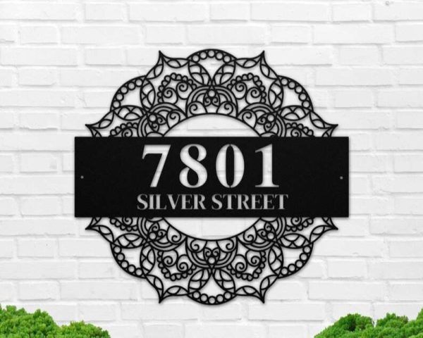 Personalized Mandala Address Sign House Number Plaque Custom Metal Sign