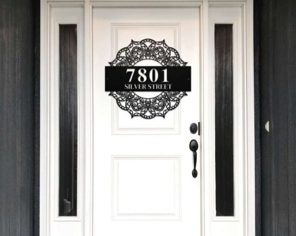 Personalized Mandala Address Sign House Number Plaque Custom Metal Sign