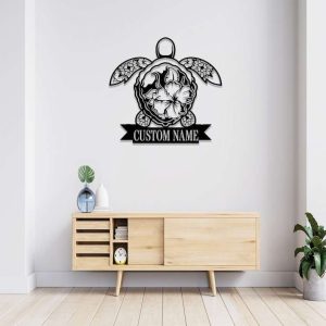 Personalized Mandala Sea Turtle Marine Turtle Beach House Address Sign House Number Plaque Custom Metal Sign 3