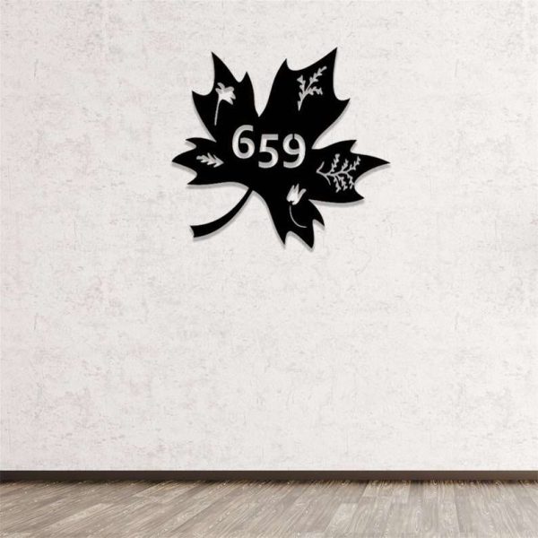 Personalized Maple Leaf Canadian Leaf Fall Decor Address Sign House Number Plaque Custom Metal Sign