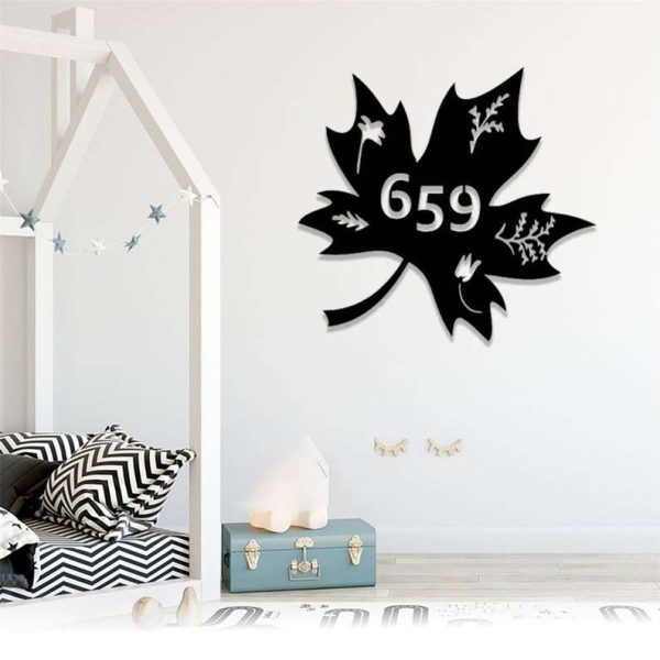 Personalized Maple Leaf Canadian Leaf Fall Decor Address Sign House Number Plaque Custom Metal Sign