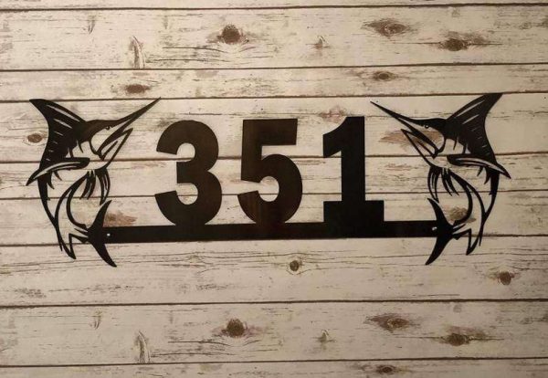 Personalized Marlin Address Sign House Number Plaque Custom Metal Sign