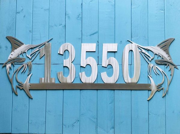 Personalized Marlin Address Sign House Number Plaque Custom Metal Sign