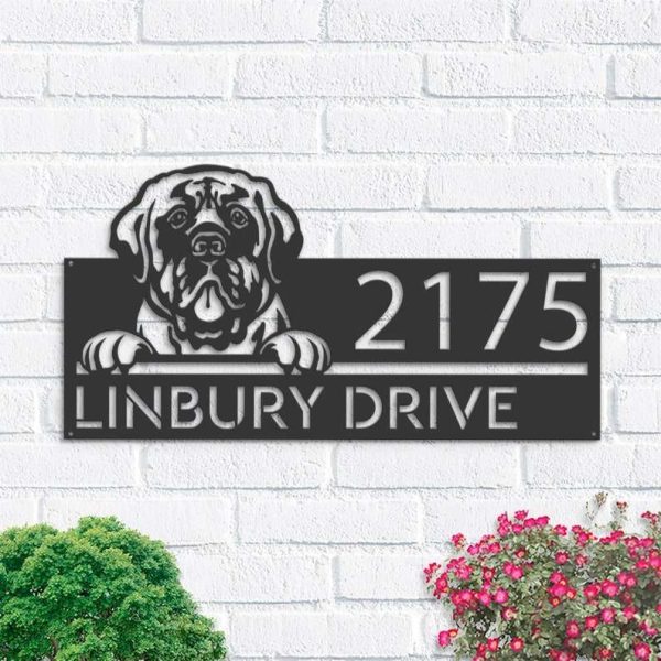 Personalized Mastiff Dog V1 Cute Puppy Address Sign House Number Plaque Custom Metal Sign