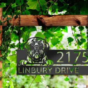 Personalized Mastiff Dog V1 Cute Puppy Address Sign House Number Plaque Custom Metal Sign