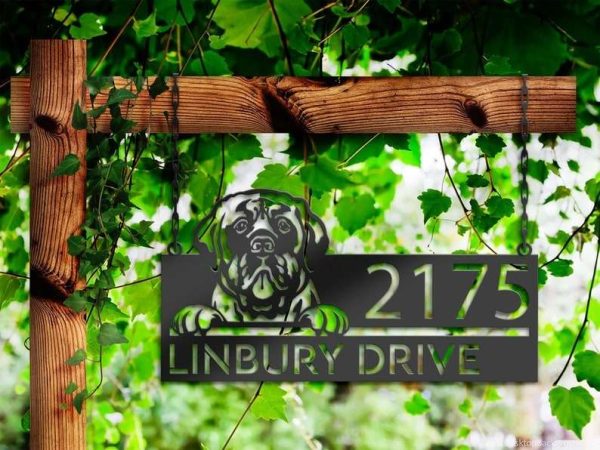 Personalized Mastiff Dog V1 Cute Puppy Address Sign House Number Plaque Custom Metal Sign