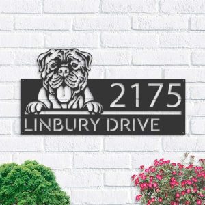 Personalized Mastiff Dog V2 Cute Puppy Address Sign House Number Plaque Custom Metal Sign