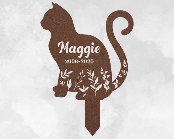 Personalized Memorial Cat Sign Yard Stakes Cat Loss Grave Marker Cemetery Decor Custom Metal Sign