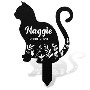 Personalized Memorial Cat Sign Yard Stakes Cat Loss Grave Marker Cemetery Decor Custom Metal Sign 4