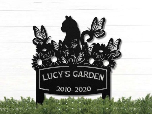 Personalized Memorial Cat V2 Garden with Stakes Remembrance Gift for Healing In loving Memory Sign for Cats