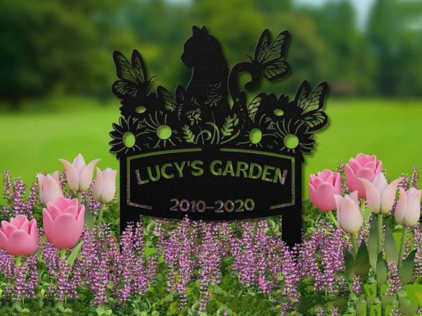 Personalized Memorial Cat V2 Garden with Stakes Remembrance Gift for Healing In loving Memory Sign for Cats