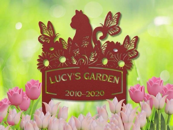 Personalized Memorial Cat V2 Garden with Stakes Remembrance Gift for Healing In loving Memory Sign for Cats