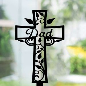 Personalized Memorial Cross Sign Yard Stakes In Loving Memory Sympathy Gift Grave Marker Cemetery Decor Custom Metal Sign 3