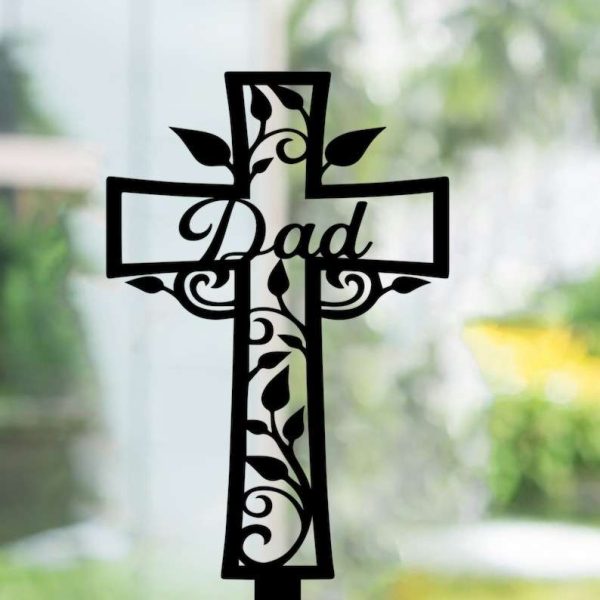 Personalized Memorial Cross Sign Yard Stakes In Loving Memory Sympathy Gift Grave Marker Cemetery Decor Custom Metal Sign