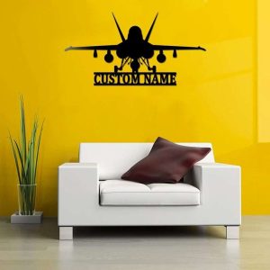 Personalized Military Fighter Aircraft Sign Aircraft Hangar Pilot Name Sign Airforce Patriotic Decor Gift Custom Metal Sign 2