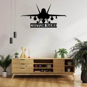 Personalized Military Fighter Aircraft Sign Aircraft Hangar Pilot Name Sign Airforce Patriotic Decor Gift Custom Metal Sign 3