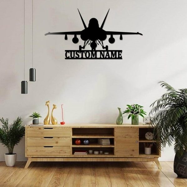 Personalized Military Fighter Aircraft Sign Aircraft Hangar Pilot Name Sign Airforce Patriotic Decor Gift Custom Metal Sign