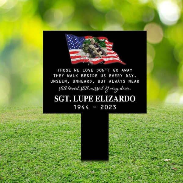 Personalized Military Loss Memorial Stake Sign Independence Day Veteran Day Patriotic Decor Custom Metal Sign