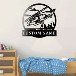 Personalized Military Weapon Helicopter Sign Aircraft Hangar Pilot Name Sign Airforce Patriotic Decor Gift Custom Metal Sign 1