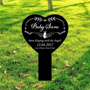 Personalized Miscarriage Pregnancy Infant Memorial Sign Yard Stakes Angel Baby Grave Marker Cemetery Decor Custom Metal Sign 1