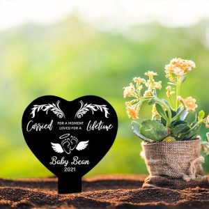 Personalized Miscarriage Pregnancy Infant Memorial Sign Yard Stakes Angel Baby Grave Marker Cemetery Decor Custom Metal Sign 2 1