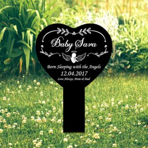 Personalized Miscarriage Pregnancy Infant Memorial Sign Yard Stakes Angel Baby Grave Marker Cemetery Decor Custom Metal Sign 2