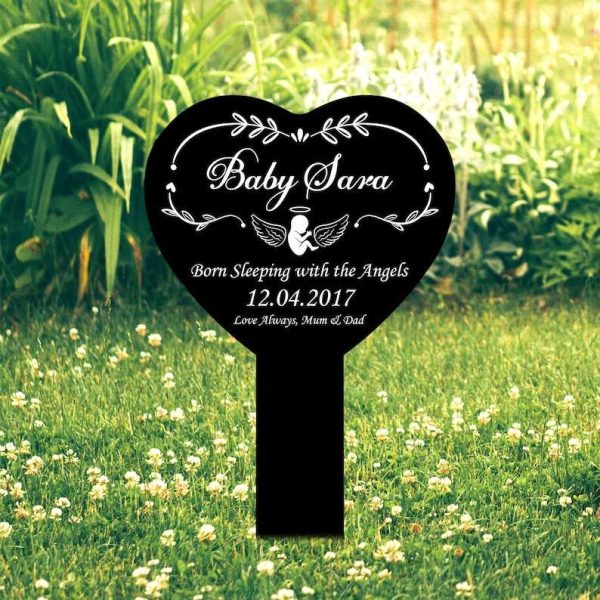 Personalized Miscarriage Pregnancy Infant Memorial Sign Yard Stakes Angel Baby Grave Marker Cemetery Decor Custom Metal Sign