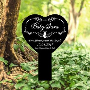 Personalized Miscarriage Pregnancy Infant Memorial Sign Yard Stakes Angel Baby Grave Marker Cemetery Decor Custom Metal Sign 3