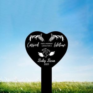 Personalized Miscarriage Pregnancy Infant Memorial Sign Yard Stakes Angel Baby Grave Marker Cemetery Decor Custom Metal Sign