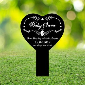 Personalized Miscarriage Pregnancy Infant Memorial Sign Yard Stakes Angel Baby Grave Marker Cemetery Decor Custom Metal Sign 4