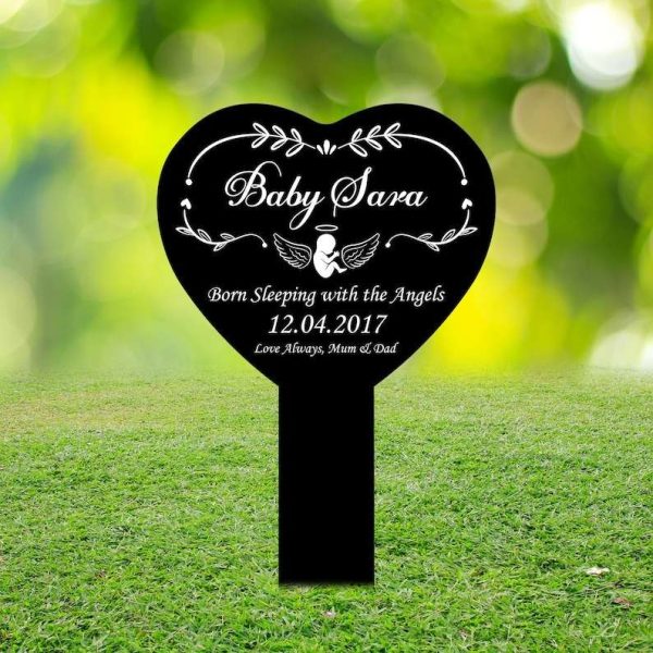 Personalized Miscarriage Pregnancy Infant Memorial Sign Yard Stakes Angel Baby Grave Marker Cemetery Decor Custom Metal Sign